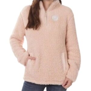 Ivory Ella Quarter Zip Sherpa Pullover Sepia Rose Pink Size XS
